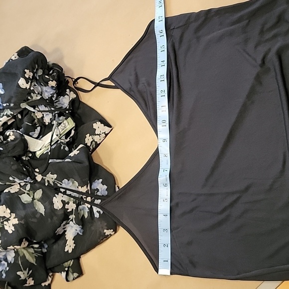 H&M Size S Ruffled Floral Chiffon Maxi Dress, Blue with Floral Pattern, NEW - Picture 10 of 16